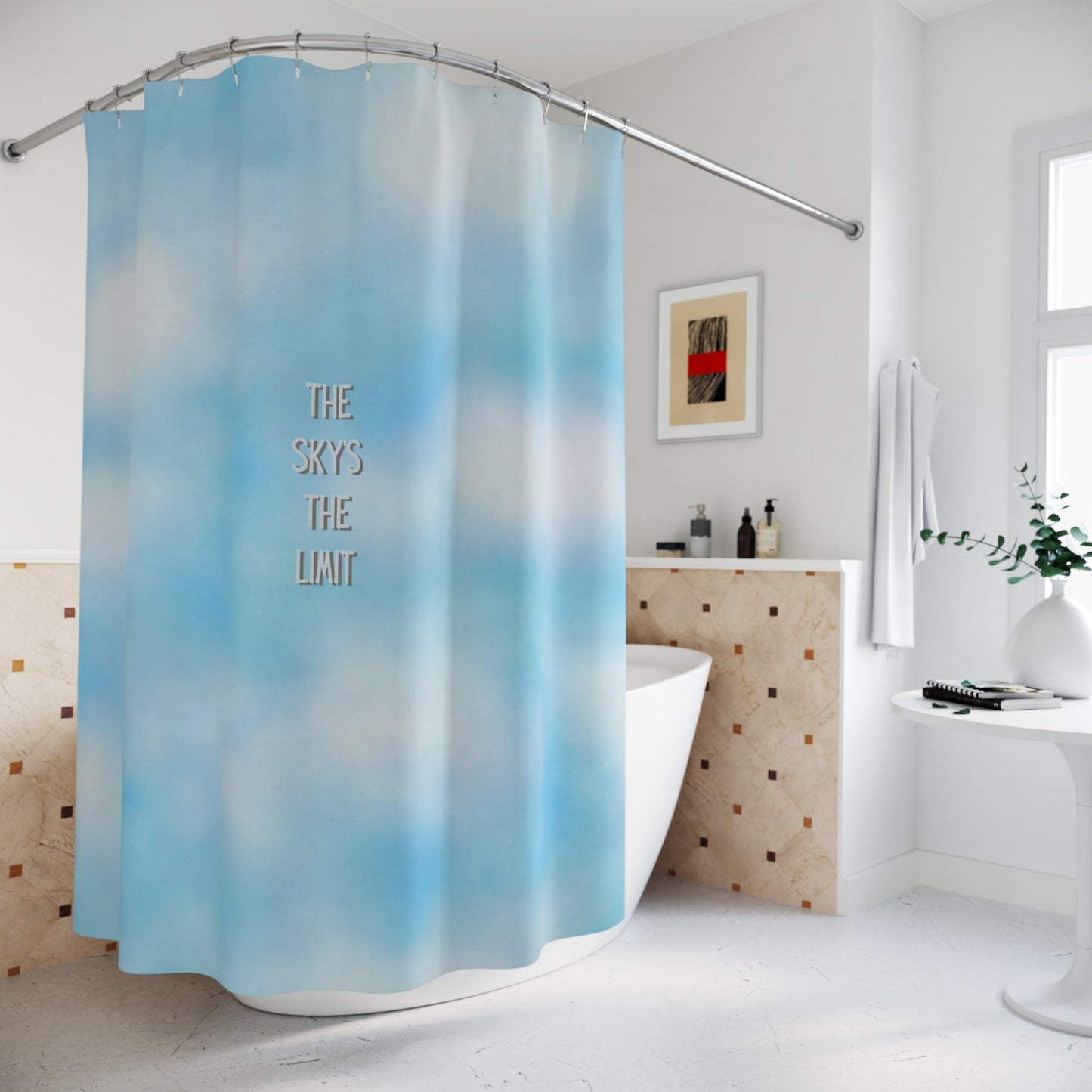 Sky Blue 'The Sky's The Limit' Shower Curtain — Calming Cloud Bathroom Decor