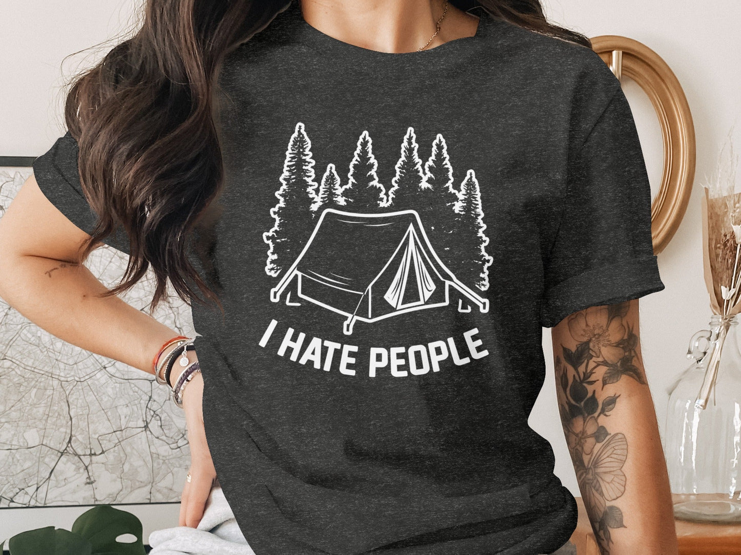 Introvert Camping Vacation Nature Tent and Hate People T-Shirt