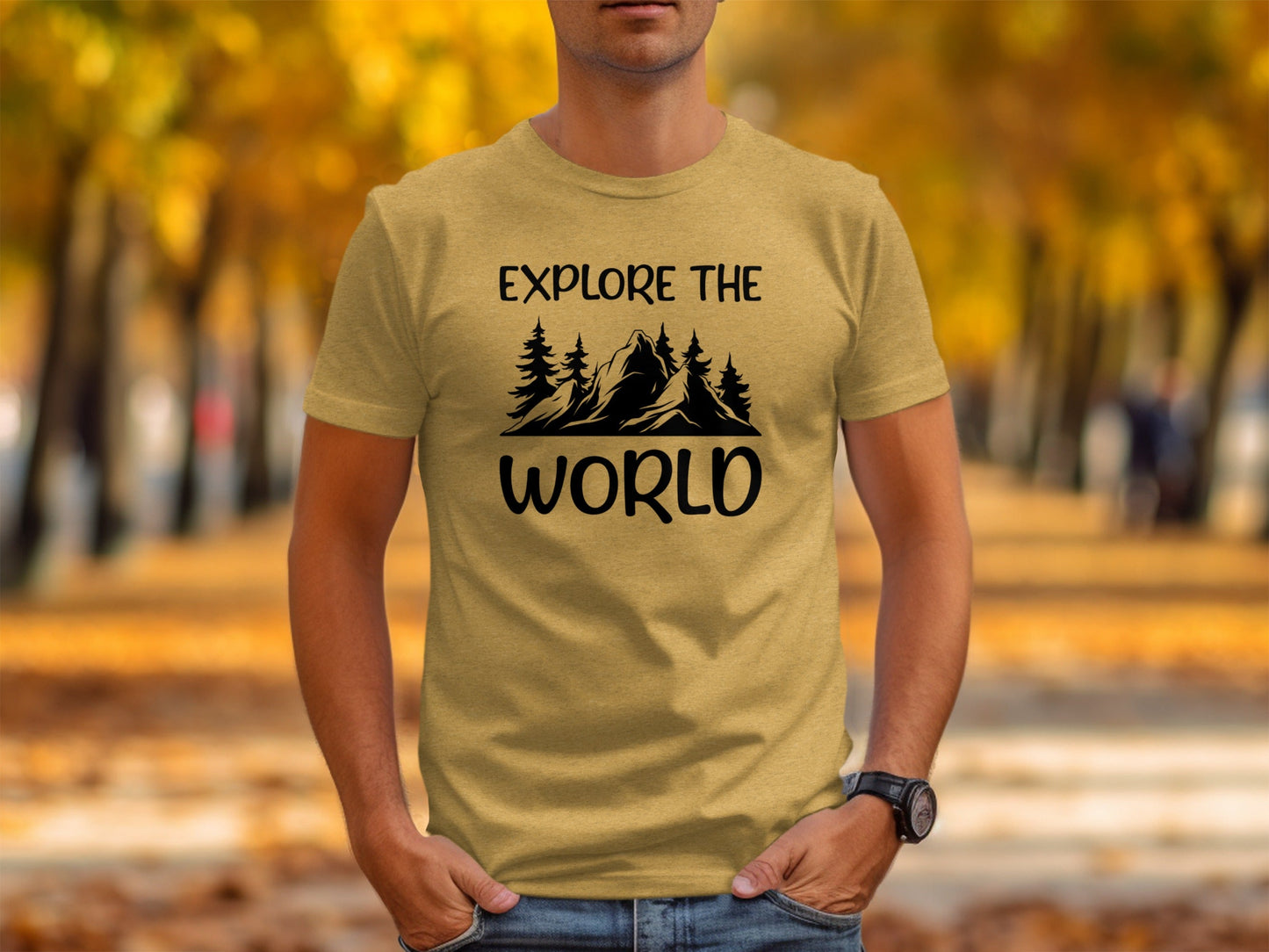 Explore The World Mountain Silhouette Hiking Adventure T-Shirt