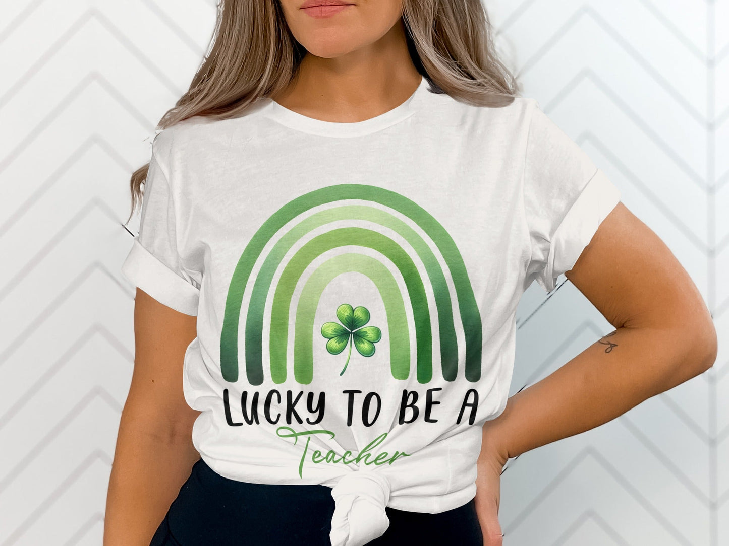 Lucky To Be A Teacher Rainbow St Patricks Day T-Shirt