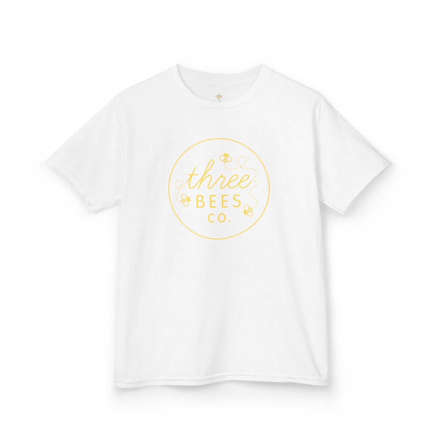 Kids Heavy Cotton Gildan Three Bees Classic Logo in Yellow Hive Tee