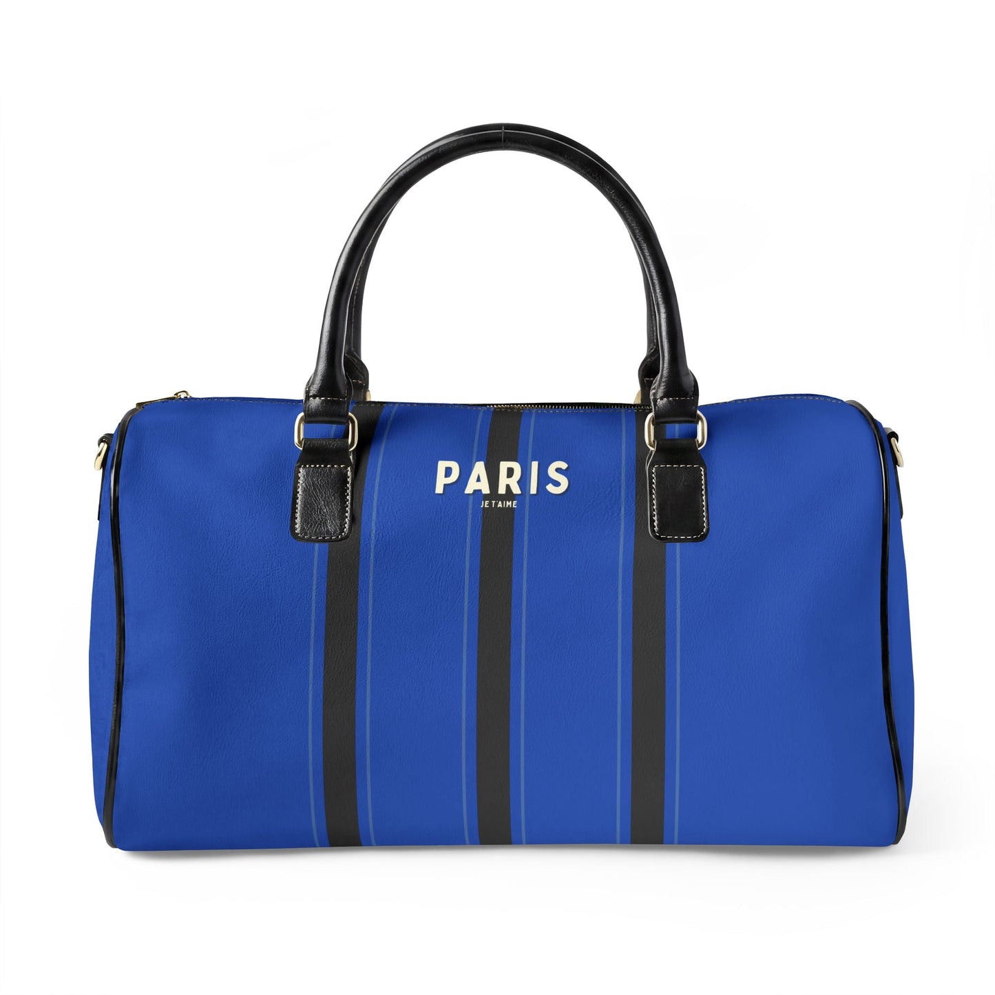Paris Je T'aime Leather Weekender Bag — Colbalt Blue Travel Duffle