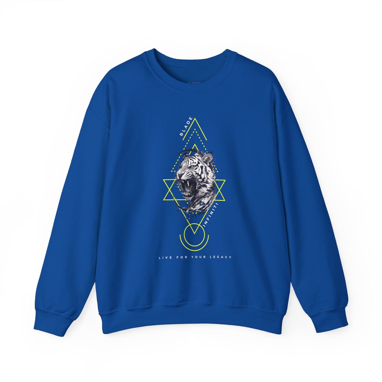 Geometric King Tiger V2 Neon Green Unisex Crewneck Sweater