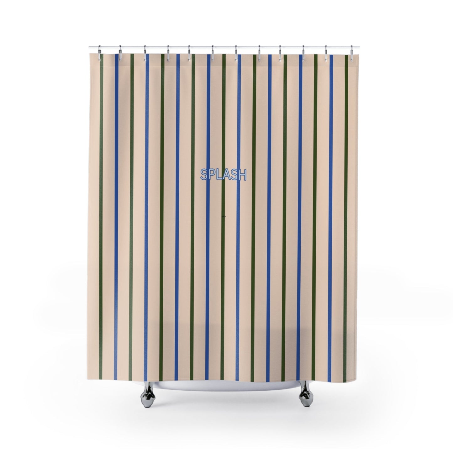 Playful 'SPLASH' Shower Curtain — Beige and Blue Modern Bath Curtain