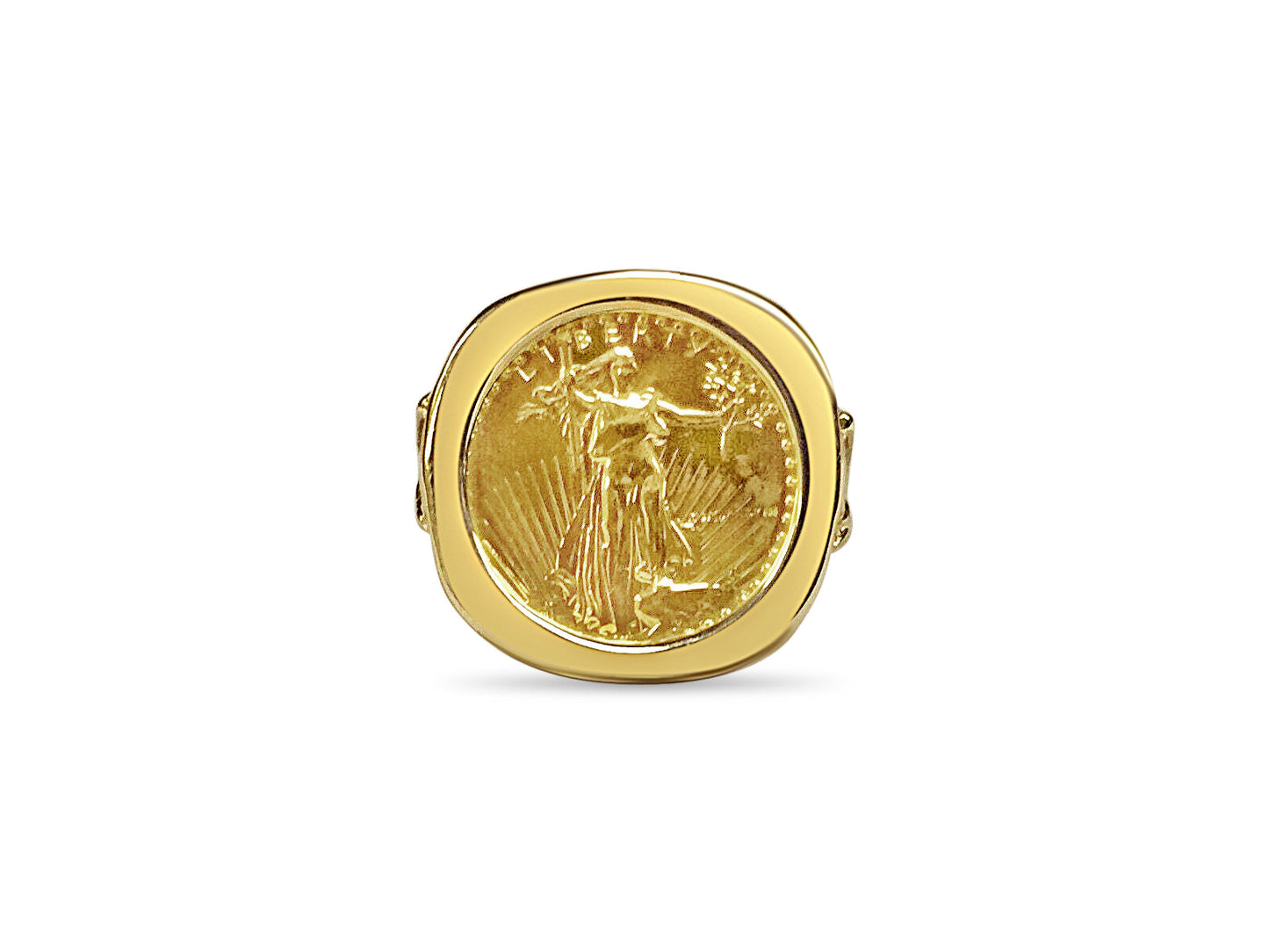 Fancy Solid White/Yellow/Rose Gold Handmade Coin Ring , 1/10oz Coin ,
