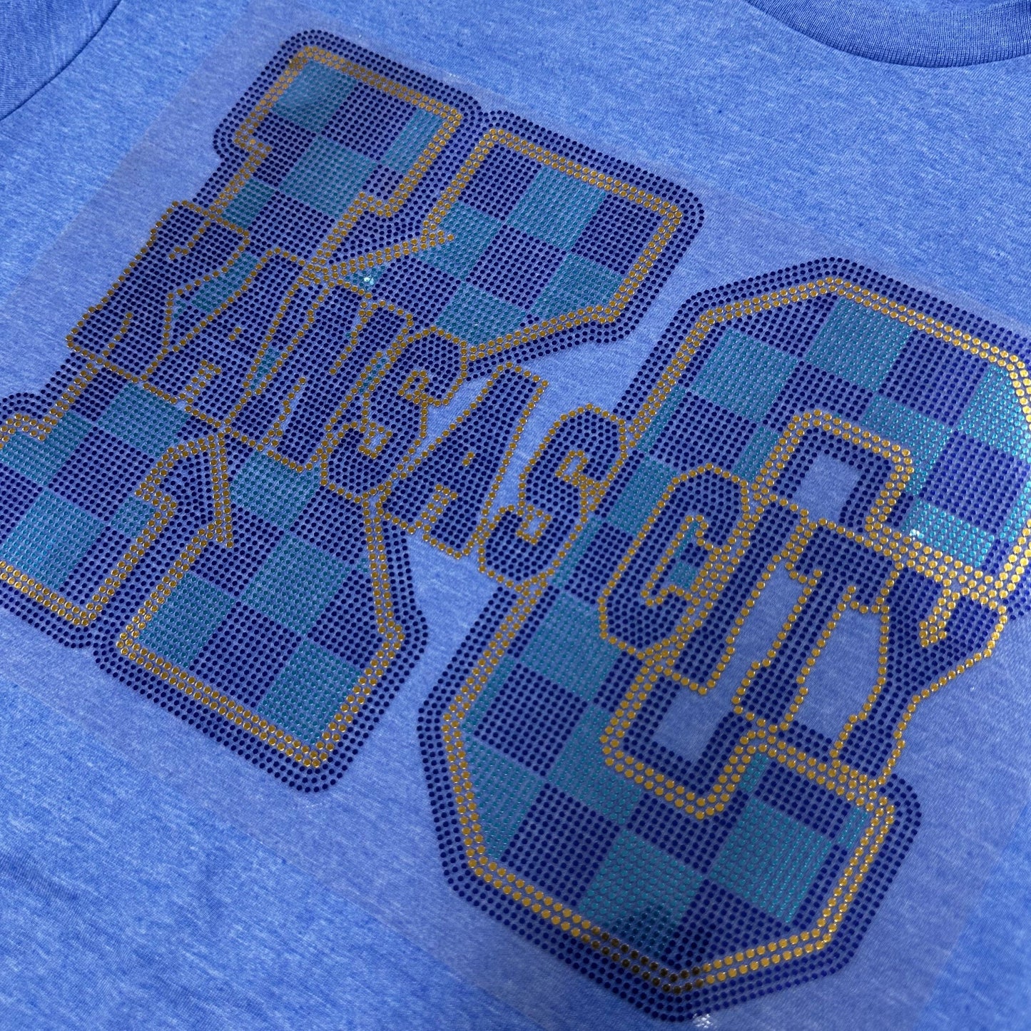 Spangle Transfer - KANSAS CITY BASEBALL checkered ROYAL BLUE/GOLD