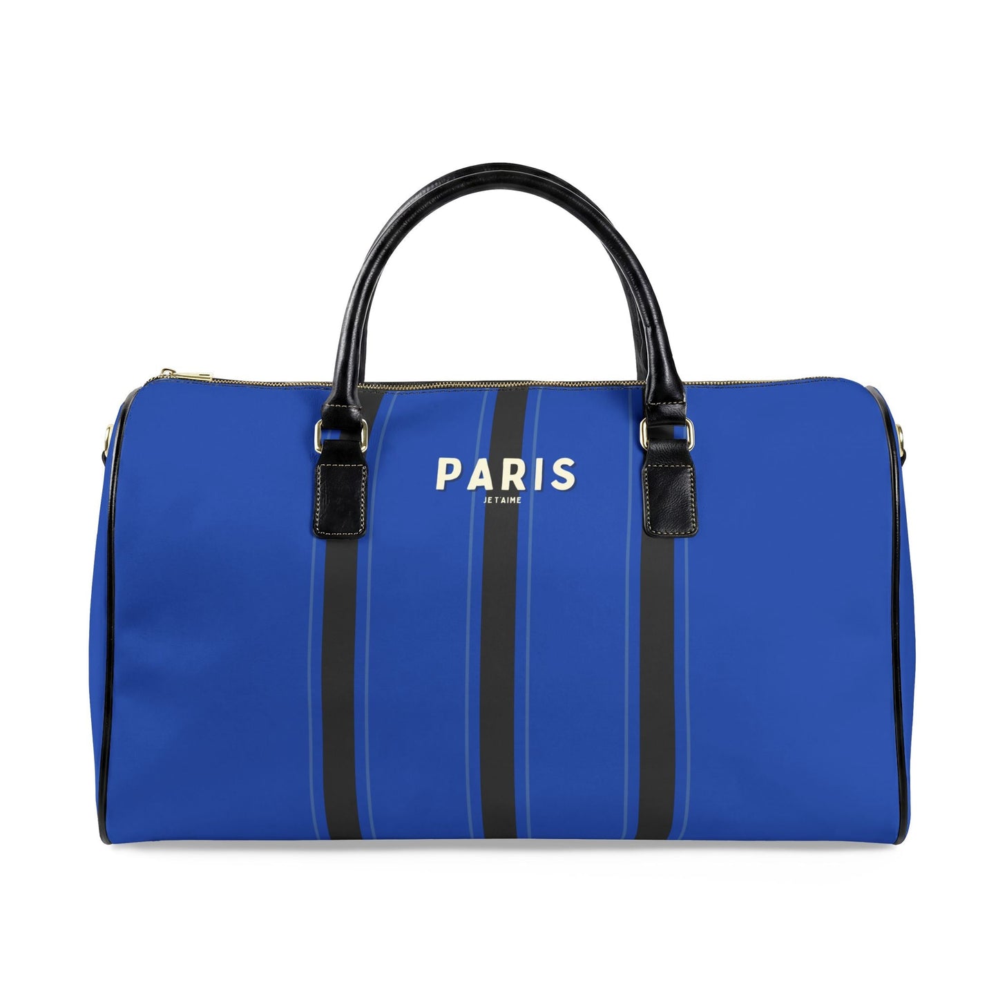 Paris Je T'aime Leather Weekender Bag — Colbalt Blue Travel Duffle