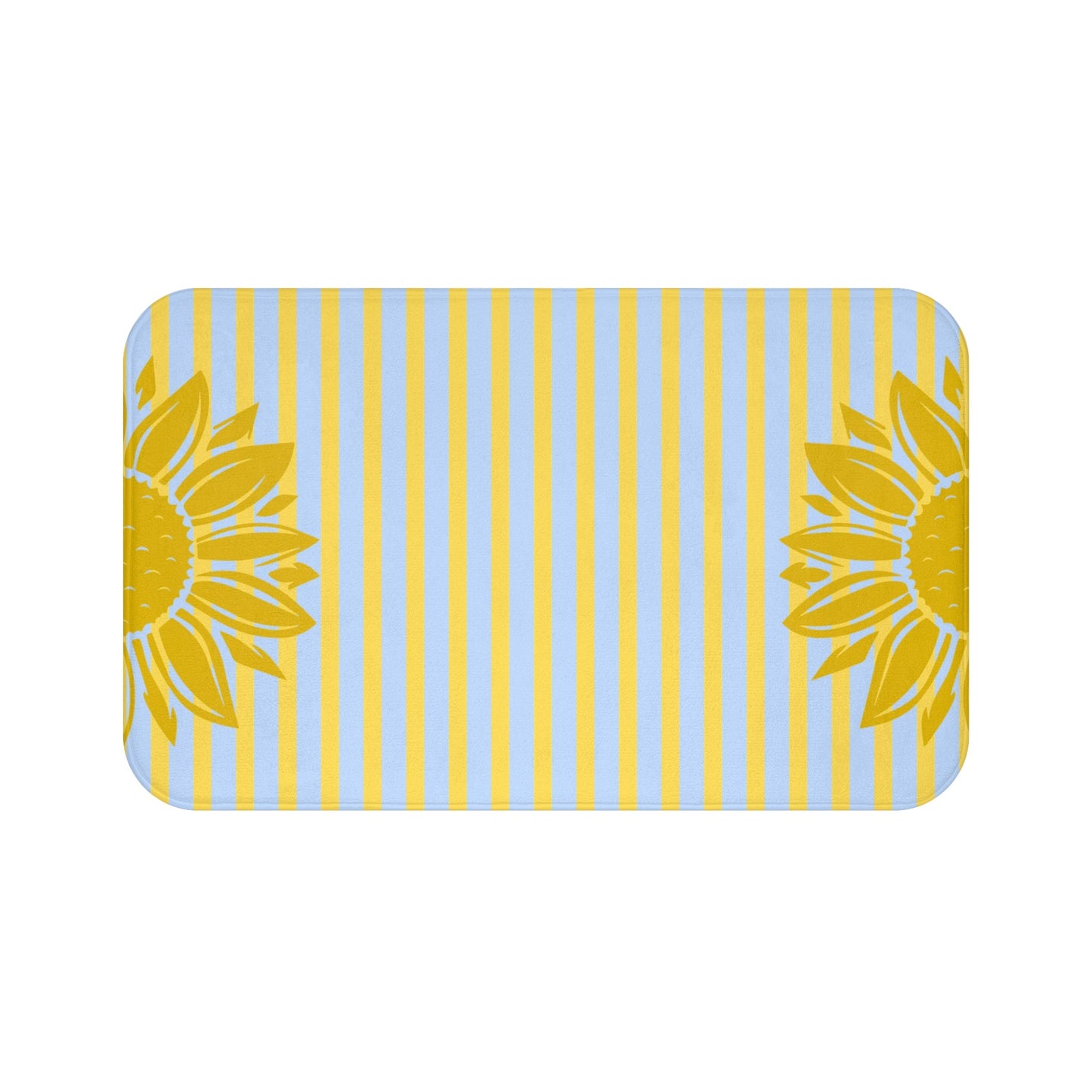 Preppy Sunflower Stripe Bath Mat – Yellow Sunflower Bathroom Rug