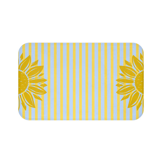Preppy Sunflower Stripe Bath Mat – Yellow Sunflower Bathroom Rug
