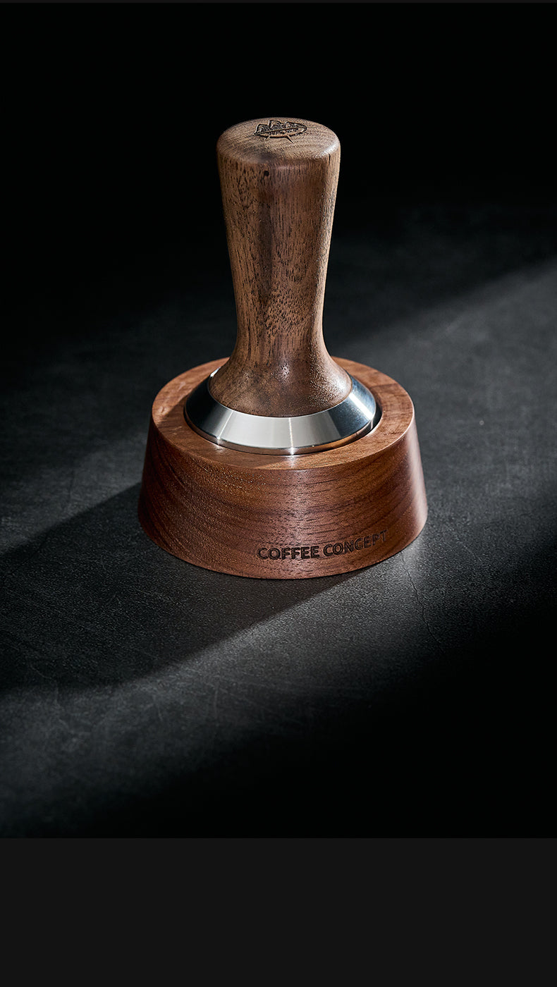 Solid Walnut Espresso Tamper Set - 58mm Solid Wood Handle + Stand