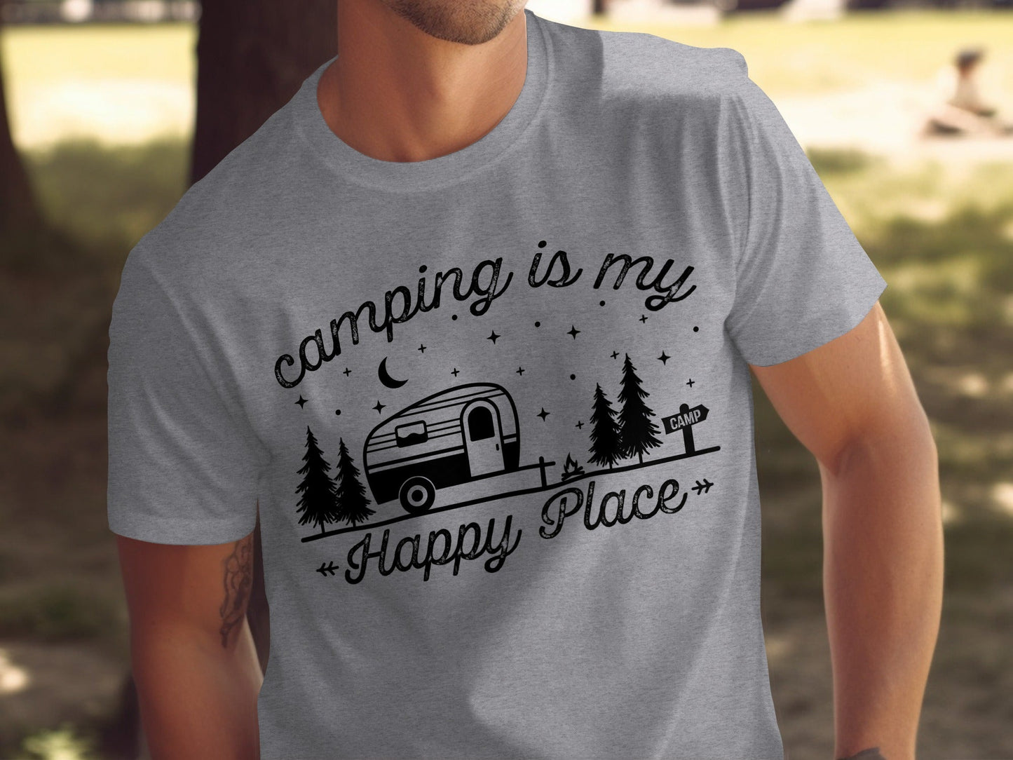 Camping Is My Happy Place Adventure Graphic T-Shirt