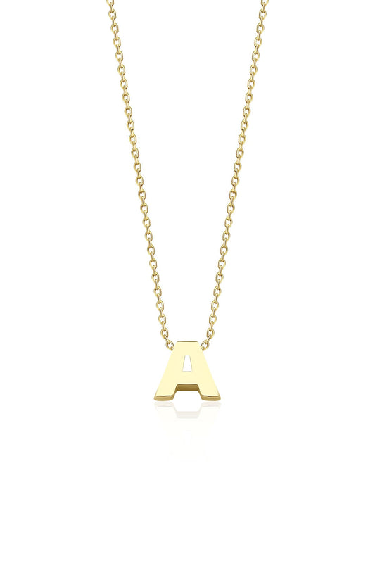 14K Gold A Initial Necklace
