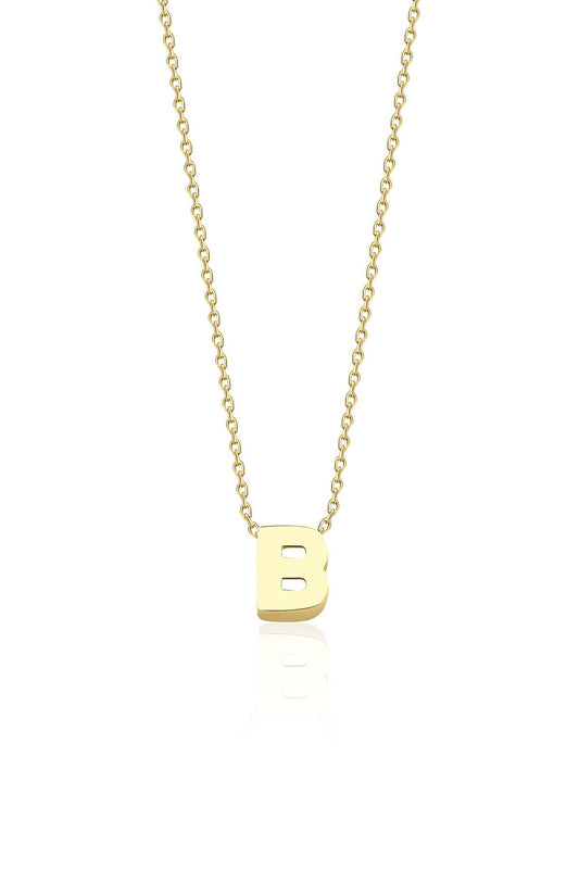 14K Gold B Initial Necklace