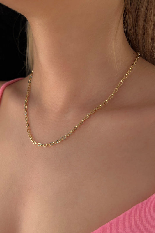 14K Gold Almond Paperclip Chain 0.122  inch