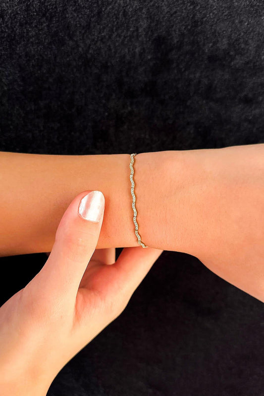 14K Gold Art Wavy Bracelet