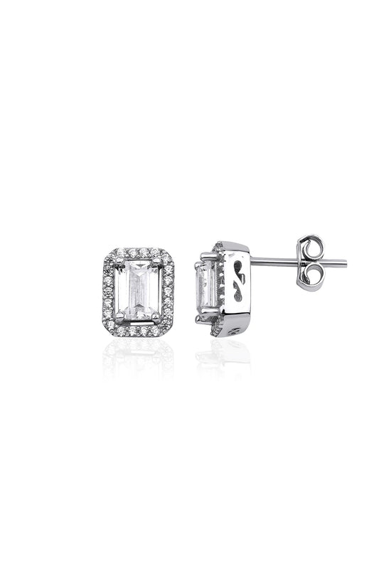 14K Gold Baguette Stud Earrings