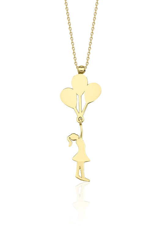 14K Gold Balloon Girl Necklace