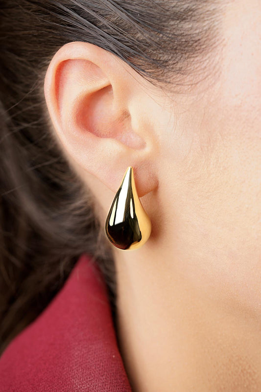 14K Gold Big Drop Shape Earrings