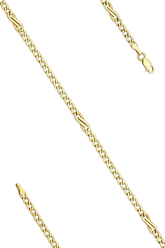 14K Gold Bow Tie Cuban Link Chain Bracelet