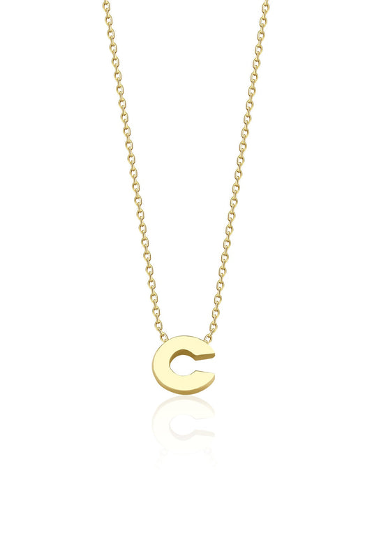 14K Gold C Initial Necklace