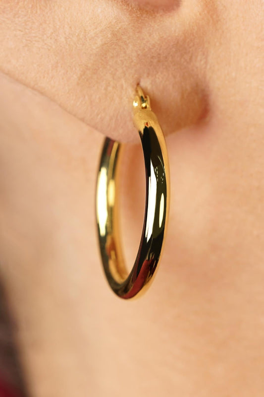 14K Gold Chunky Tube Earrings 1