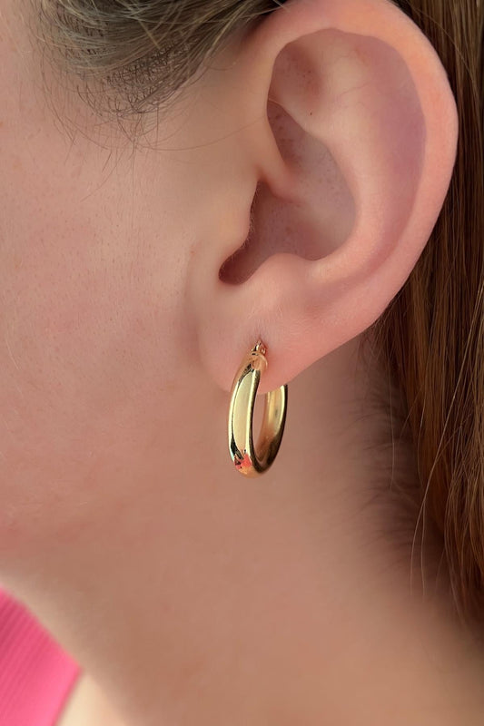 14K Gold Chunky Tube Earrings