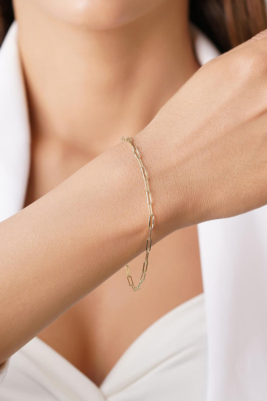 14K Gold Classic Paperclip Link Bracelet