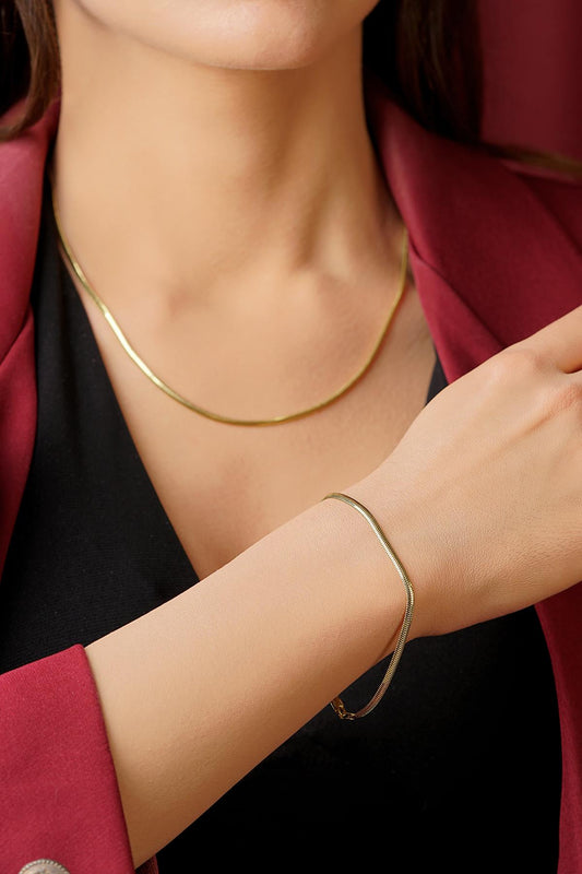 14K Gold Classic Snake Chain Set (Bracelet - Chain)