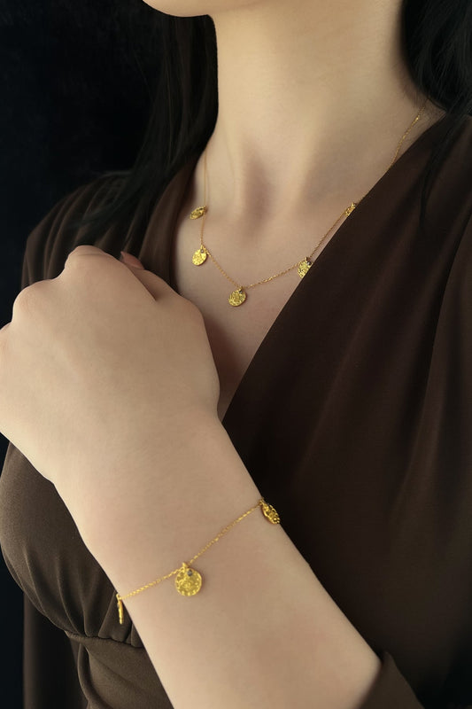 14K Gold Coins Set ( Necklace - Earrings - Bracelet )