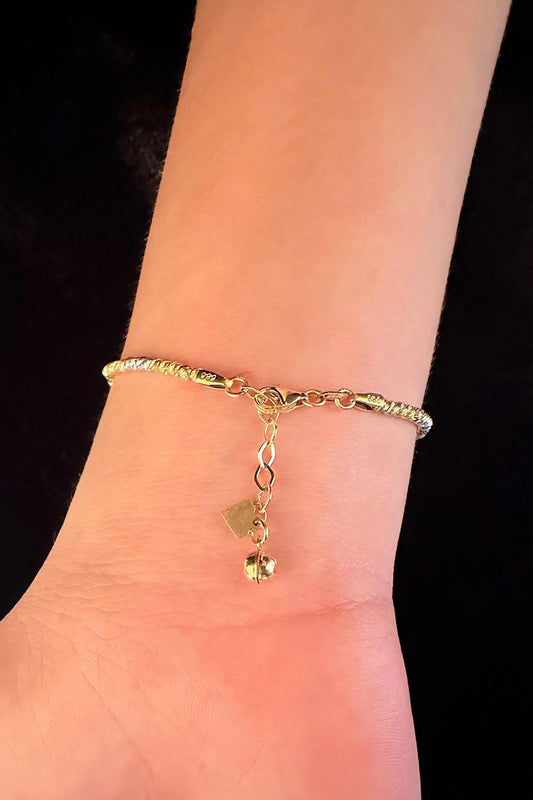 14K Gold  Colored Beaded Dorica 3 Evil Eye Bracelet
