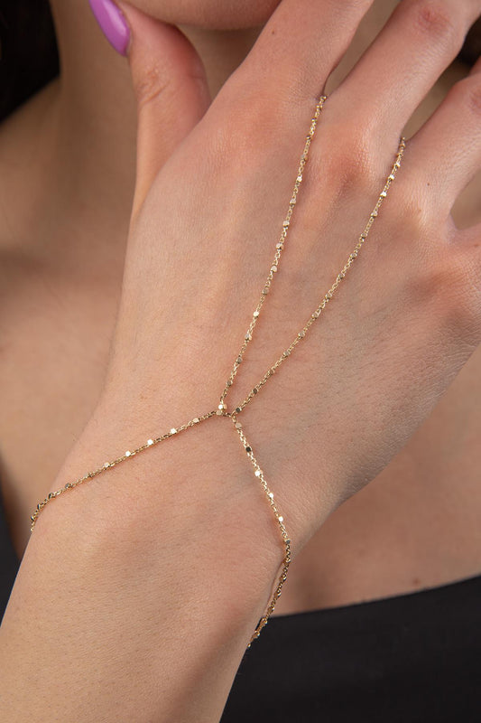 14K Gold  Cube Hand Chain