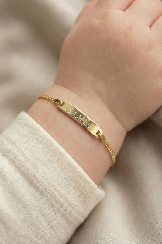 14K Gold Curb Chain Baby ID Bracelet
