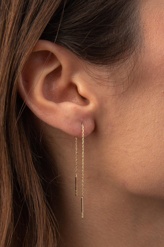 14K Gold Dangle Chain Earrings