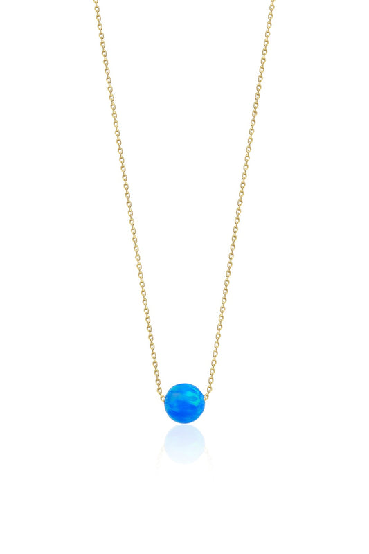 14K Gold Dark Blue Opal Necklace