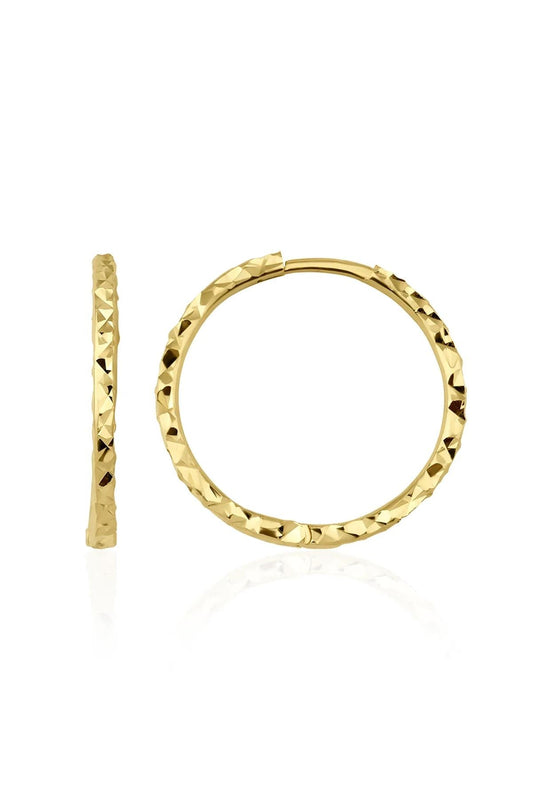 14K Gold Diamond Cut Huggie Earrings 6