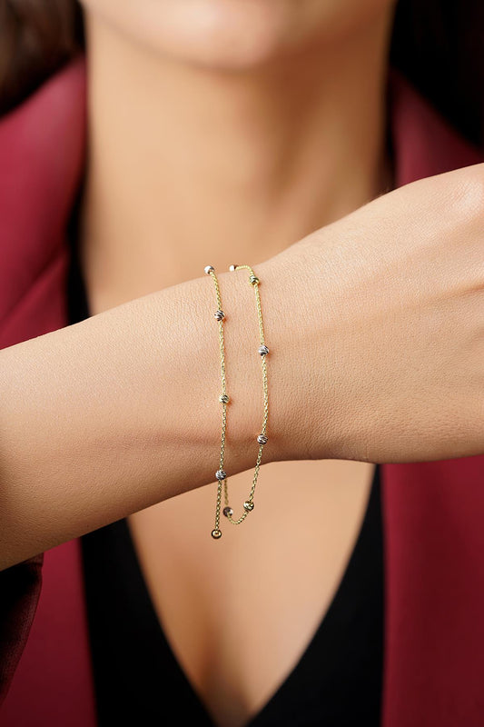 14K Gold Double Row Dorica Ball Bracelet
