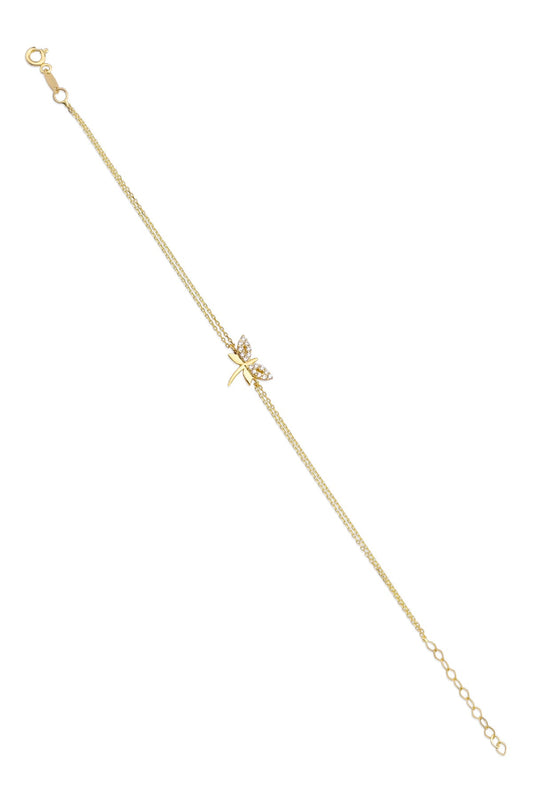 14K Gold Dragonfly Shaped Bracelet