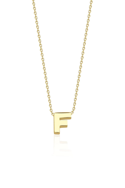 14K Gold F Initial Necklace