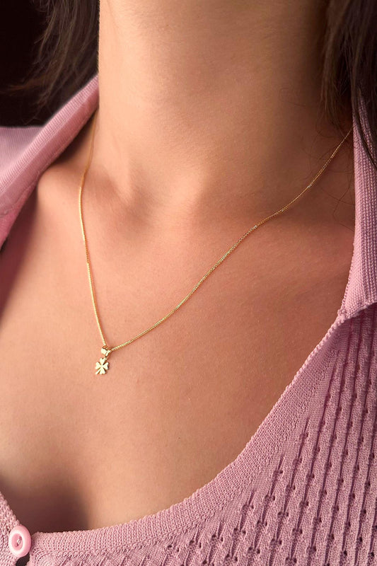 14K Gold Fine Foxtail Clover Necklace