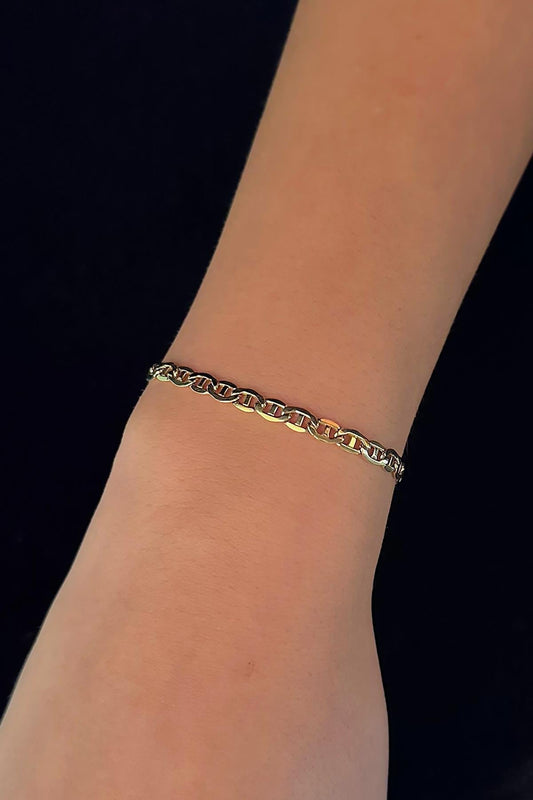 14K Gold Flat Mariner Bracelet