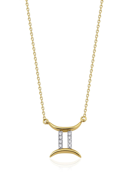 14K Gold Gemini Zodiac Sign Necklace