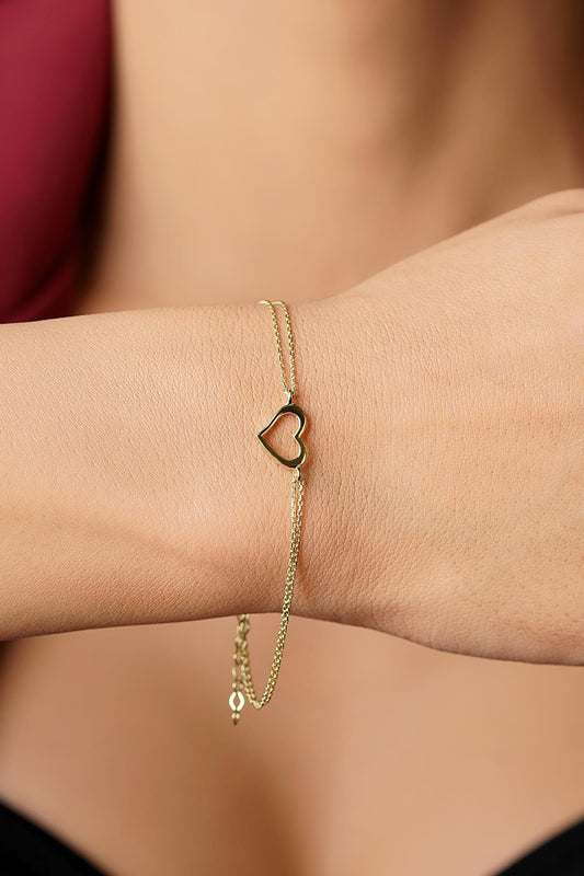 14K Gold Heart Shape Bracelet