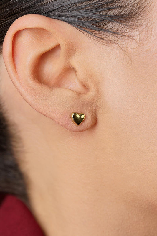 14K Gold Herat Shape Stud Earrings