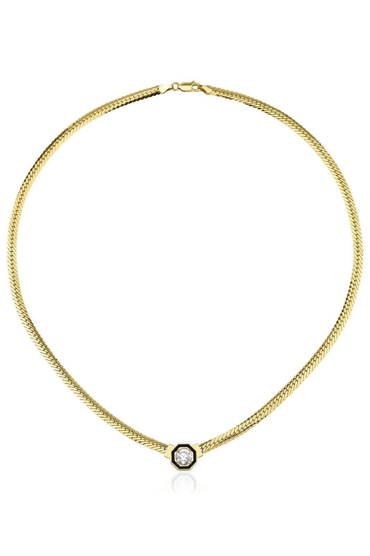 14K Gold Hexagon Shaped Snake Necklace