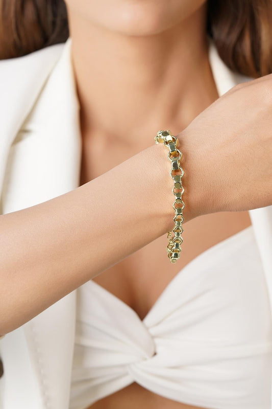 14K Gold Industrial Nut Style Bracelet
