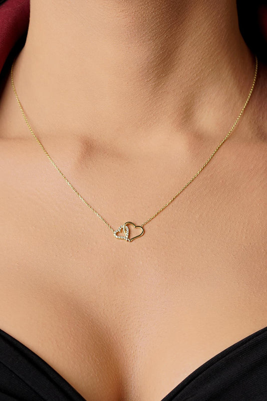 14K Gold Intertwined Heart Necklace