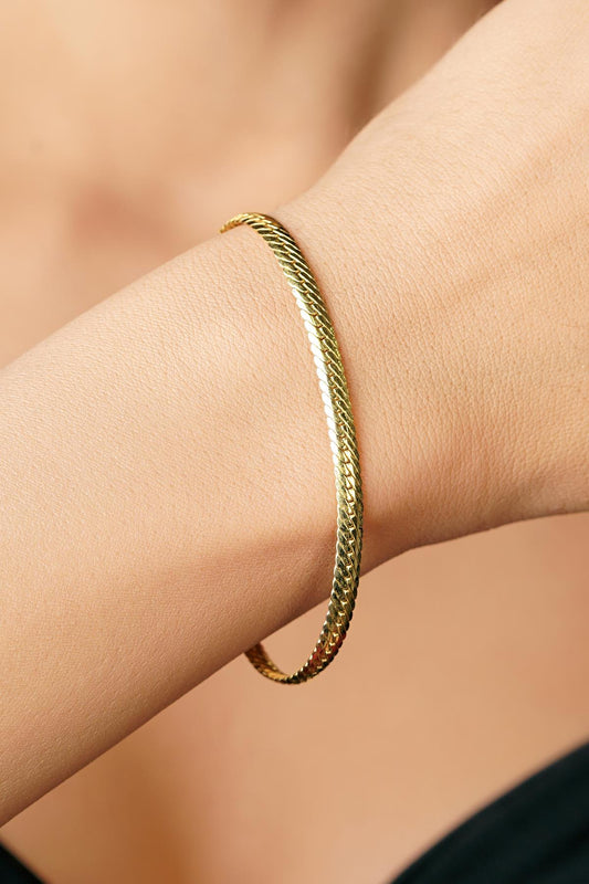 14K Gold İtalian Snake Bracelet   0.147 inch