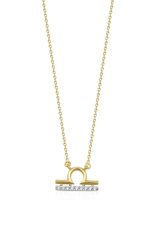 14K Gold Libra Zodiac Sign Necklace