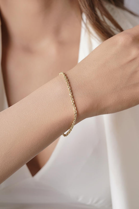 14K Gold Light Rope Chain Bracelet   0.098 inch