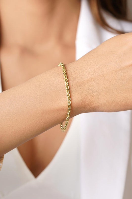 14K Gold Light Rope Chain Bracelet   0.124 inch